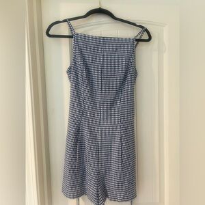Blue and White Gingham Caroline Constas Romper with tie belt. NWT. Size XS